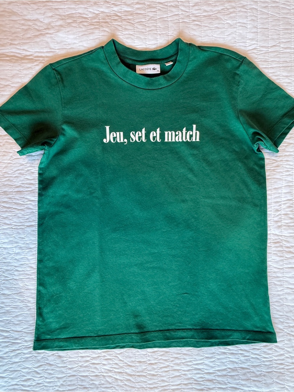 Lacoste x Bandier Jeu Set et Match Green Jersey Tennis T-Shirt NWOT